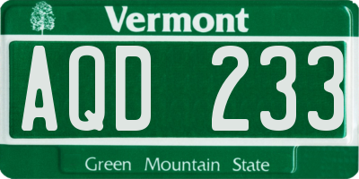 VT license plate AQD233