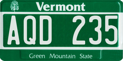 VT license plate AQD235