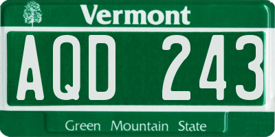 VT license plate AQD243