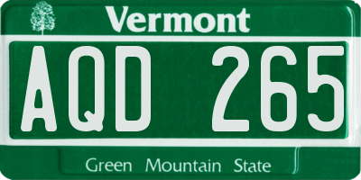 VT license plate AQD265