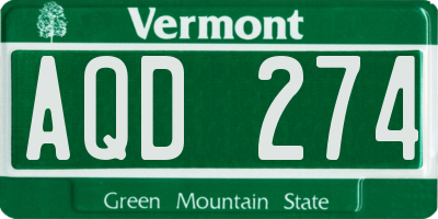 VT license plate AQD274
