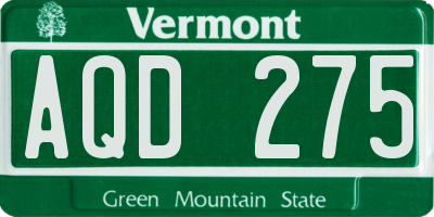 VT license plate AQD275