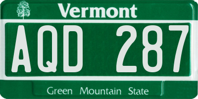 VT license plate AQD287