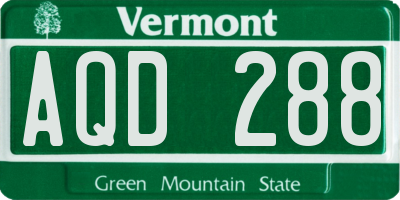 VT license plate AQD288