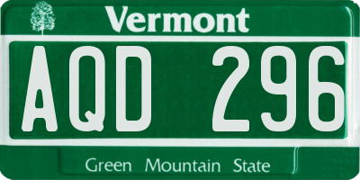 VT license plate AQD296