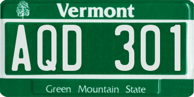 VT license plate AQD301