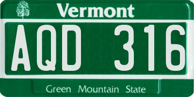 VT license plate AQD316