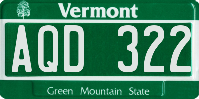 VT license plate AQD322