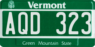 VT license plate AQD323
