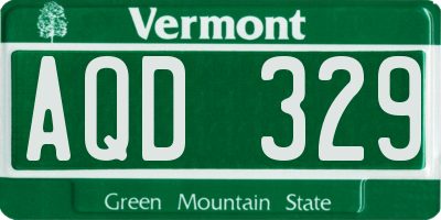 VT license plate AQD329