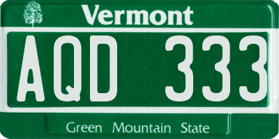 VT license plate AQD333