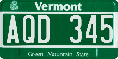 VT license plate AQD345
