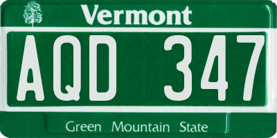 VT license plate AQD347