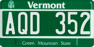 VT license plate AQD352