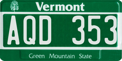 VT license plate AQD353