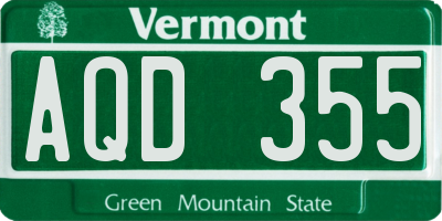 VT license plate AQD355