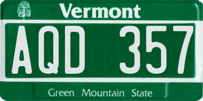 VT license plate AQD357