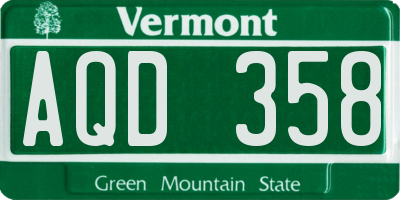 VT license plate AQD358
