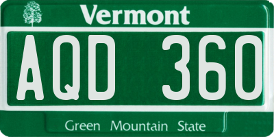 VT license plate AQD360