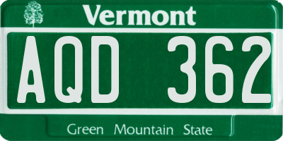 VT license plate AQD362