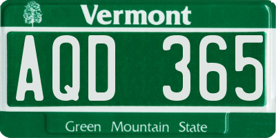 VT license plate AQD365