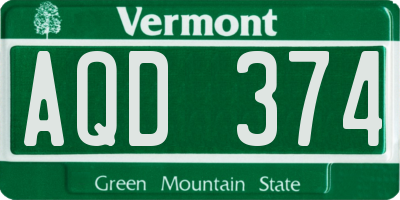 VT license plate AQD374
