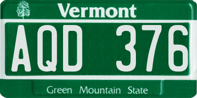 VT license plate AQD376
