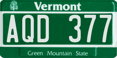 VT license plate AQD377