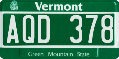 VT license plate AQD378