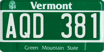 VT license plate AQD381