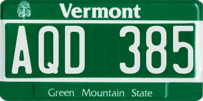 VT license plate AQD385