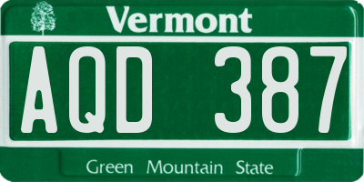 VT license plate AQD387