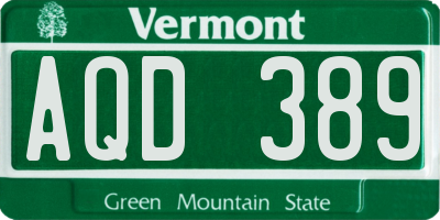 VT license plate AQD389