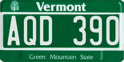 VT license plate AQD390