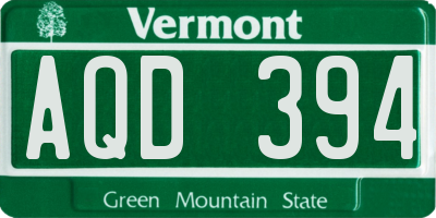 VT license plate AQD394