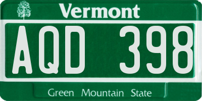 VT license plate AQD398