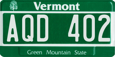 VT license plate AQD402
