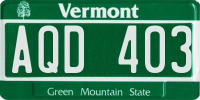 VT license plate AQD403