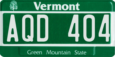 VT license plate AQD404