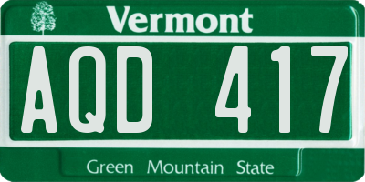 VT license plate AQD417