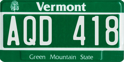 VT license plate AQD418