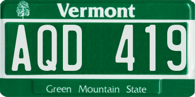 VT license plate AQD419