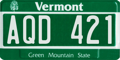 VT license plate AQD421