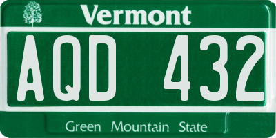 VT license plate AQD432