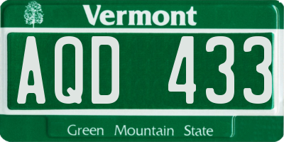 VT license plate AQD433