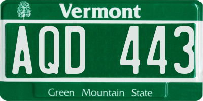 VT license plate AQD443