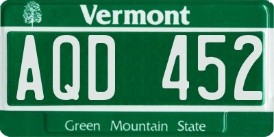 VT license plate AQD452