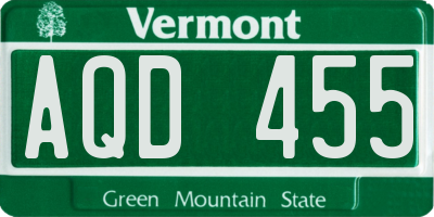 VT license plate AQD455
