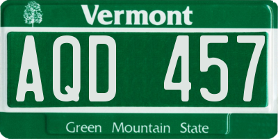 VT license plate AQD457