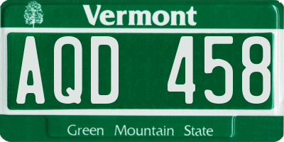 VT license plate AQD458